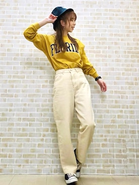 「Levi's（リーバイス）のアイテム（帽子）」を使った、tomoさん（レディース・160cm）の春コーディネート