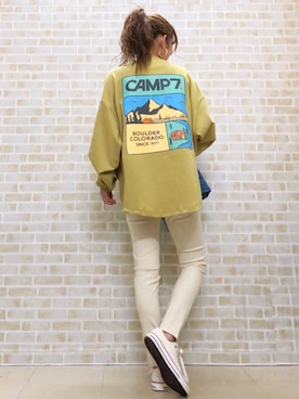 「CAMP7」｜「アイテム（Tシャツ/カットソー）」を使った、tomoさん（レディース・160cm）の春コーディネート