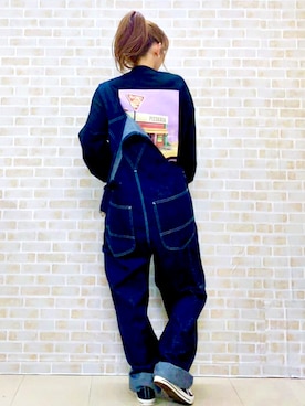 「LEE」｜「アイテム（オールインワン・サロペット）」を使った、tomoさん（レディース・160cm）の秋コーディネート