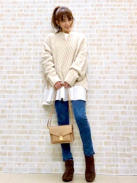 「Right-on（ライトオン）のアイテム（ブーツ）」を使った、tomoさん（レディース・160cm）の秋コーディネート