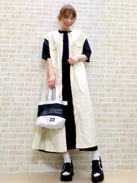 「CAMP7」｜「アイテム（ワンピース/ドレス）」を使った、tomoさん（レディース・160cm）の春コーディネート