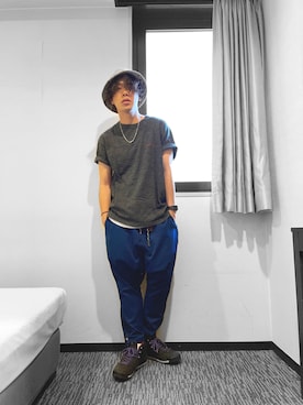「WHIZLIMITED（ウィズリミテッド）のTEAM PANTS（その他パンツ、ブルー系）」を使った、kenta/emptykraftさん（メンズ・168cm）の夏コーディネート