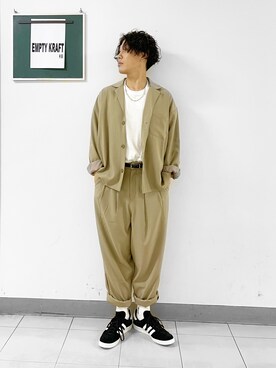 「adidas（アディダス）のキャンパス 80s [Campus 80s] アディダスオリジナルス（スニーカー、ブラック系）」を使った、kenta/emptykraftさん（メンズ・168cm）の夏コーディネート