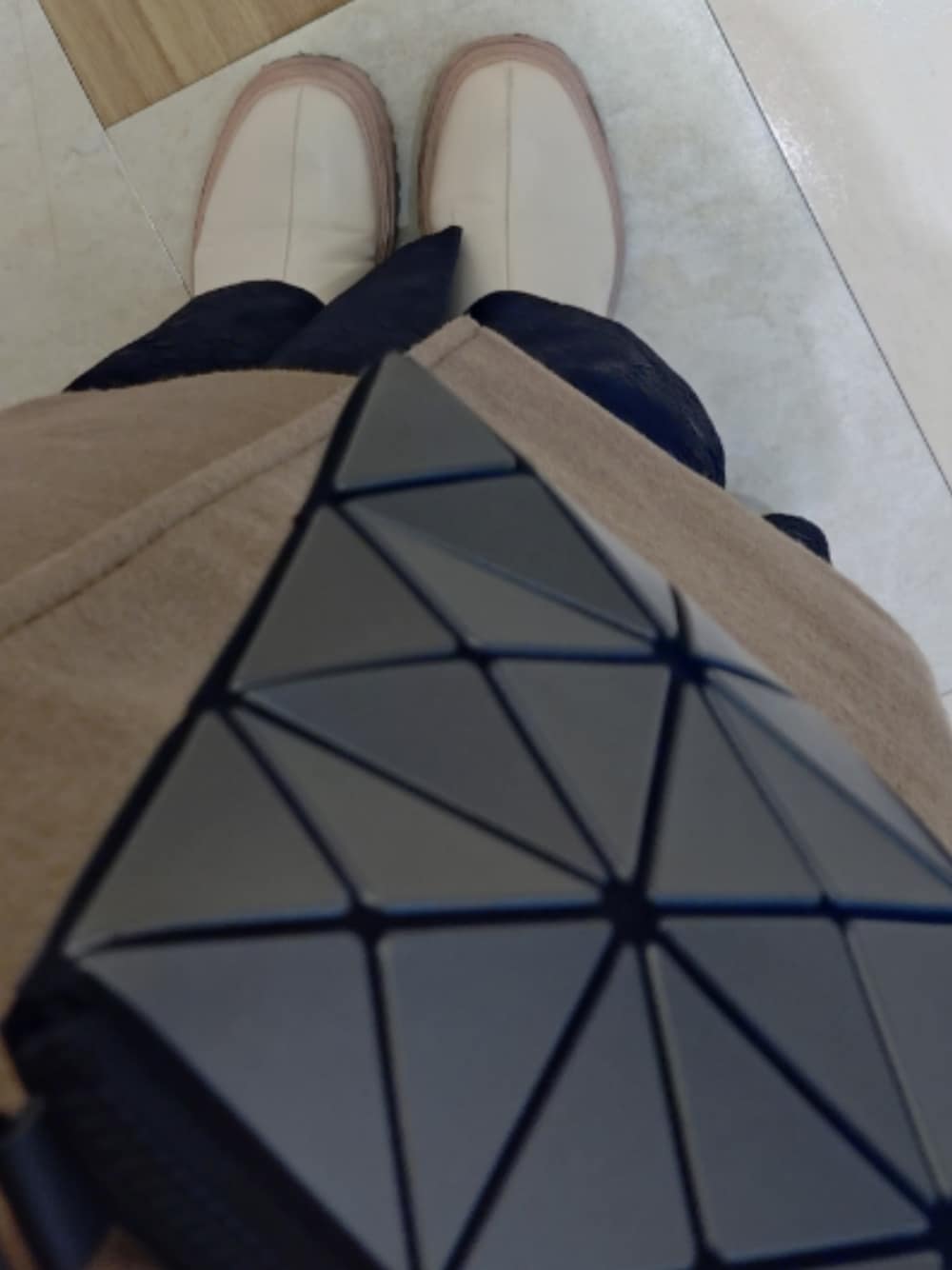 「M_の【M_】NUKUMORI ニット（ニット/セーター、ホワイト系）」を使った、square-pさん（レディース・152cm）の冬コーディネートの1枚目の写真