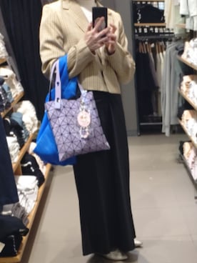 「BAO BAO ISSEY MIYAKE（バオバオイッセイミヤケ）のアイテム（トートバッグ、パープル系）」を使った、square-pさん（レディース・152cm）の春コーディネート