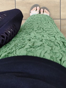 「アイテム（サンダル、グリーン系）」を使った、square-pさん（レディース・152cm）の夏コーディネート