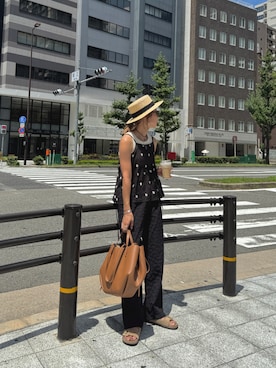 「アイテム（帽子、ベージュ系）」を使った、chii___ca♡さん（レディース・161cm）の夏コーディネート