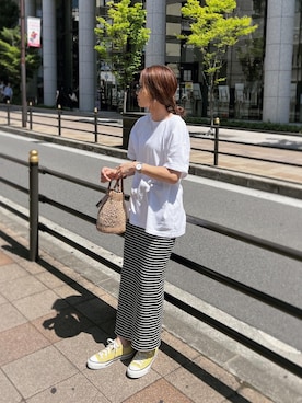 「ISOOK（アイスー）のアイテム（Tシャツ/カットソー）」を使った、chii___ca♡さん（レディース・161cm）の夏コーディネート