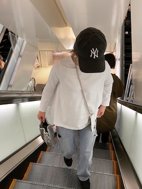 「Bonjour Sagan（ボンジュールサガン）のアイテム（Tシャツ/カットソー）」を使った、chii___ca♡さん（レディース・161cm）の春コーディネート