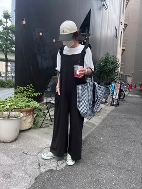 「ISOOK（アイスー）のアイテム（オールインワン・サロペット）」を使った、chii___ca♡さん（レディース・161cm）の夏コーディネート