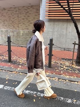 「Ungrid（アングリッド）のアイテム（ムートンコート）」を使った、chii___ca♡さん（レディース・161cm）の秋コーディネート