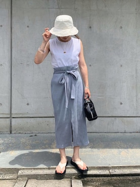 「アイテム（ハット）」を使った、chii___ca♡さん（レディース・161cm）の夏コーディネート