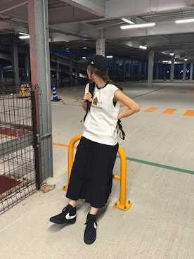 「ISOOK（アイスー）のアイテム（スカート）」を使った、chii___ca♡さん（レディース・161cm）の夏コーディネート