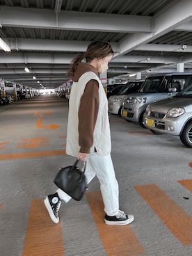 「niko and...（ニコアンド）のアイテム（ノーカラージャケット）」を使った、chii___ca♡さん（レディース・161cm）の冬コーディネート