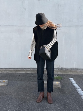 「hellam（へラム）のアイテム（ニット/セーター）」を使った、chii___ca♡さん（レディース・161cm）の冬コーディネート