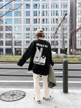 「ISOOK（アイスー）のアイテム（Tシャツ/カットソー）」を使った、chii___ca♡さん（レディース・161cm）の春コーディネート