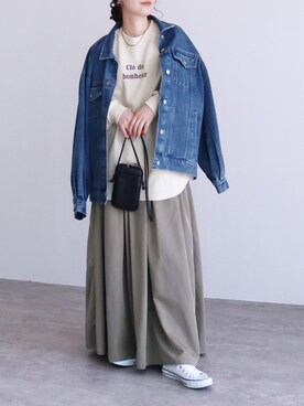 「reca（レカ）のアイテム（デニムジャケット）」を使った、recastaffさん（レディース・158cm）の冬コーディネート
