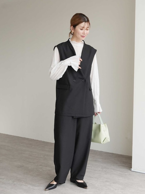 セール】ノーカラーベスト×カーブパンツ2点セット（スーツセット