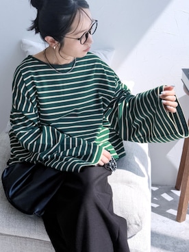 「ボーダーTシャツ」｜recastaffさん（レディース・154cm）の秋コーディネート