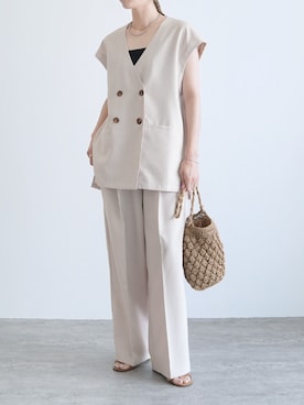 「reca（レカ）のビンテージワッシャーパンツ（その他パンツ）」を使った、recastaffさん（レディース・165cm）の春コーディネート