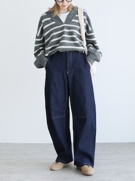 「アイテム（デニムパンツ）」を使った、recastaffさん（レディース・165cm）の秋コーディネート