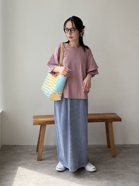 「reca（レカ）のアイテム（Tシャツ/カットソー）」を使った、recastaffさん（レディース・154cm）の夏コーディネート