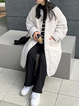 「reca（レカ）のアイテム（その他アウター）」を使った、recastaffさん（レディース・153cm）の冬コーディネート