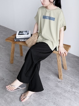「reca（レカ）のアイテム（パンツ）」を使った、recastaffさん（レディース・154cm）の夏コーディネート
