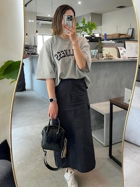 「reca（レカ）のアイテム（Tシャツ/カットソー）」を使った、recastaffさん（レディース・166cm）の夏コーディネート