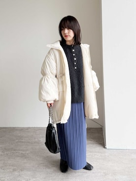 「アイテム（その他アウター、ホワイト系）」を使った、recastaffさん（レディース・154cm）の冬コーディネート