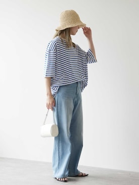 「reca（レカ）のアイテム（Tシャツ/カットソー）」を使った、recastaffさん（レディース・165cm）の春コーディネート