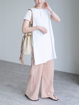 「reca（レカ）のアイテム（パンツ）」を使った、recastaffさん（レディース・165cm）の夏コーディネート