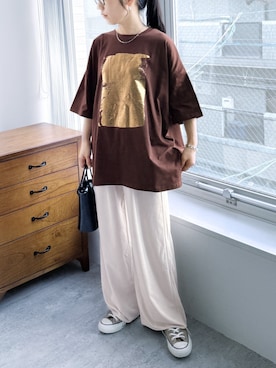 「reca（レカ）のアイテム（Tシャツ/カットソー）」を使った、recastaffさん（レディース・154cm）の夏コーディネート