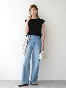 「reca（レカ）のアイテム（デニムパンツ）」を使った、recastaffさん（レディース・165cm）の夏コーディネート