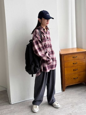 「アイテム（スラックス）」を使った、recastaffさん（レディース・154cm）の秋コーディネート