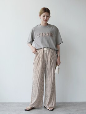 「reca（レカ）の【速乾！ラクかる】無地/ストライプエンボス加工イージーパンツ（その他パンツ）」を使った、recastaffさん（レディース・165cm）の夏コーディネート
