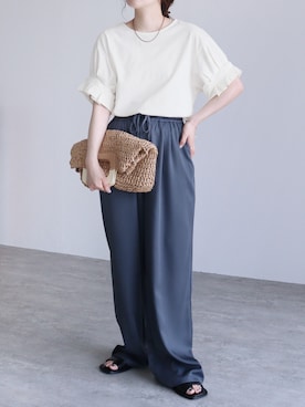 「reca（レカ）のアイテム（Tシャツ/カットソー）」を使った、recastaffさん（レディース・158cm）の夏コーディネート