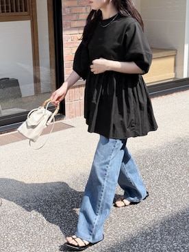 「reca（レカ）のアイテム（Tシャツ/カットソー）」を使った、recastaffさん（レディース・154cm）の春コーディネート