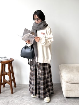 「reca（レカ）のアイテム（スウェット）」を使った、recastaffさん（レディース・154cm）の秋コーディネート