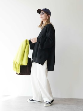 「アイテム（ストール/ショール）」を使った、recastaffさん（レディース・165cm）の冬コーディネート