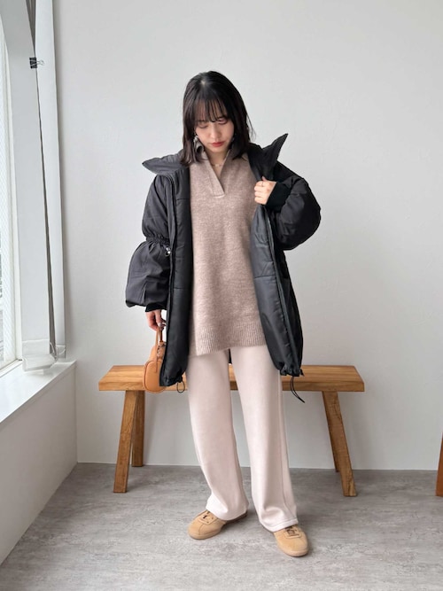 裏起毛ボンディングセミワイドリブパンツ