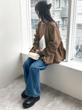 「ブラウンコーデ」｜「アイテム（スウェット）」を使った、recastaffさん（レディース・153cm）の秋コーディネート