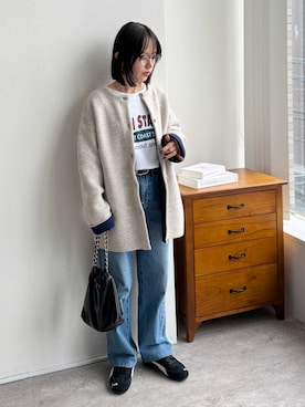 「アイテム（ノーカラーコート）」を使った、recastaffさん（レディース・154cm）の秋コーディネート
