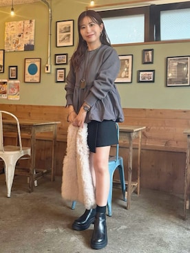 「フェミニンコーデ」｜「アイテム（スウェット）」を使った、recastaffさん（レディース・158cm）の秋コーディネート