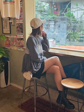 「ぺプラムトップス」｜「アイテム（スウェット）」を使った、recastaffさん（レディース・165cm）の秋コーディネート