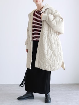 「トレンド秋素材コーデ」｜「アイテム（その他アウター）」を使った、recastaffさん（レディース・165cm）の秋コーディネート