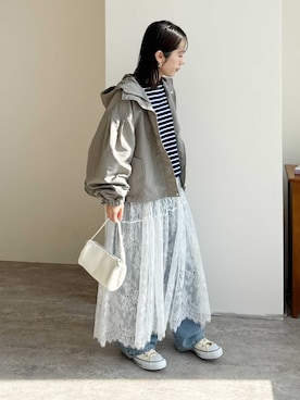 「reca（レカ）のアイテム（ジャケット/アウター）」を使った、recastaffさん（レディース・154cm）の春コーディネート