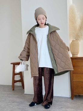 「reca（レカ）のアイテム（スウェット）」を使った、recastaffさん（レディース・154cm）の秋コーディネート