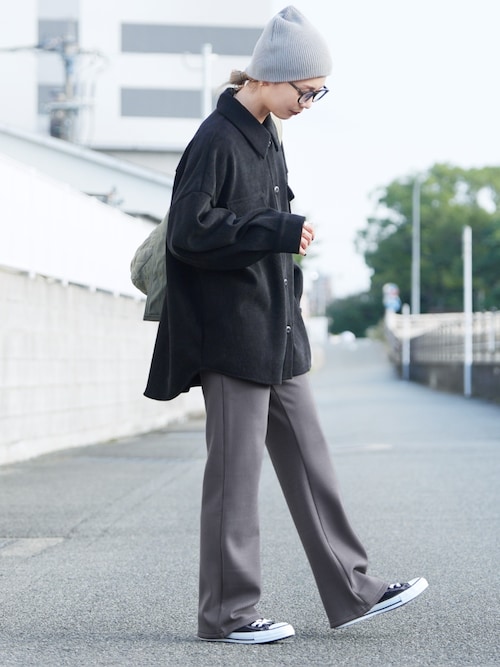 ぬくぬく暖か！美シルエット裏起毛セミワイドリブパンツ