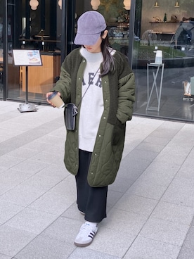 「アイテム（その他アウター、グリーン系）」を使った、recastaffさん（レディース・154cm）の秋コーディネート